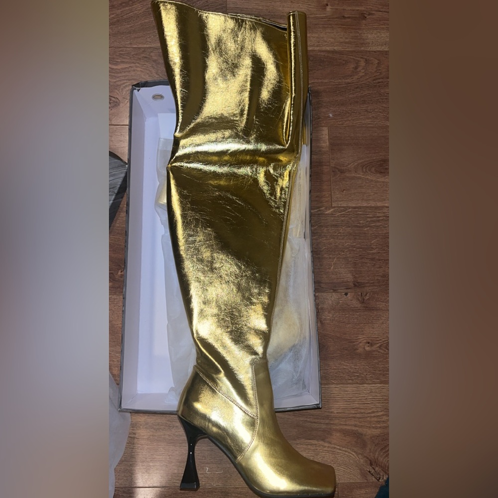 Gold Jeffery Campbell Alitza boots, Brand New